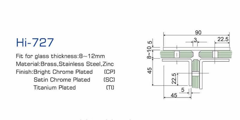 Hi-727 T Shape Factory Direct Sale Shower Hardware Glass Holding Clips