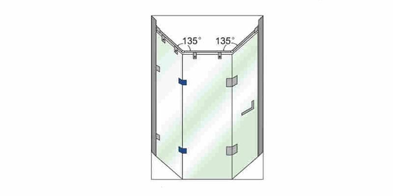 Hi-726 135 Degreee Shower Room Bathroom Door Zinc Alloy Bathroom Hardware Accessories Glass Door Fixing Clip