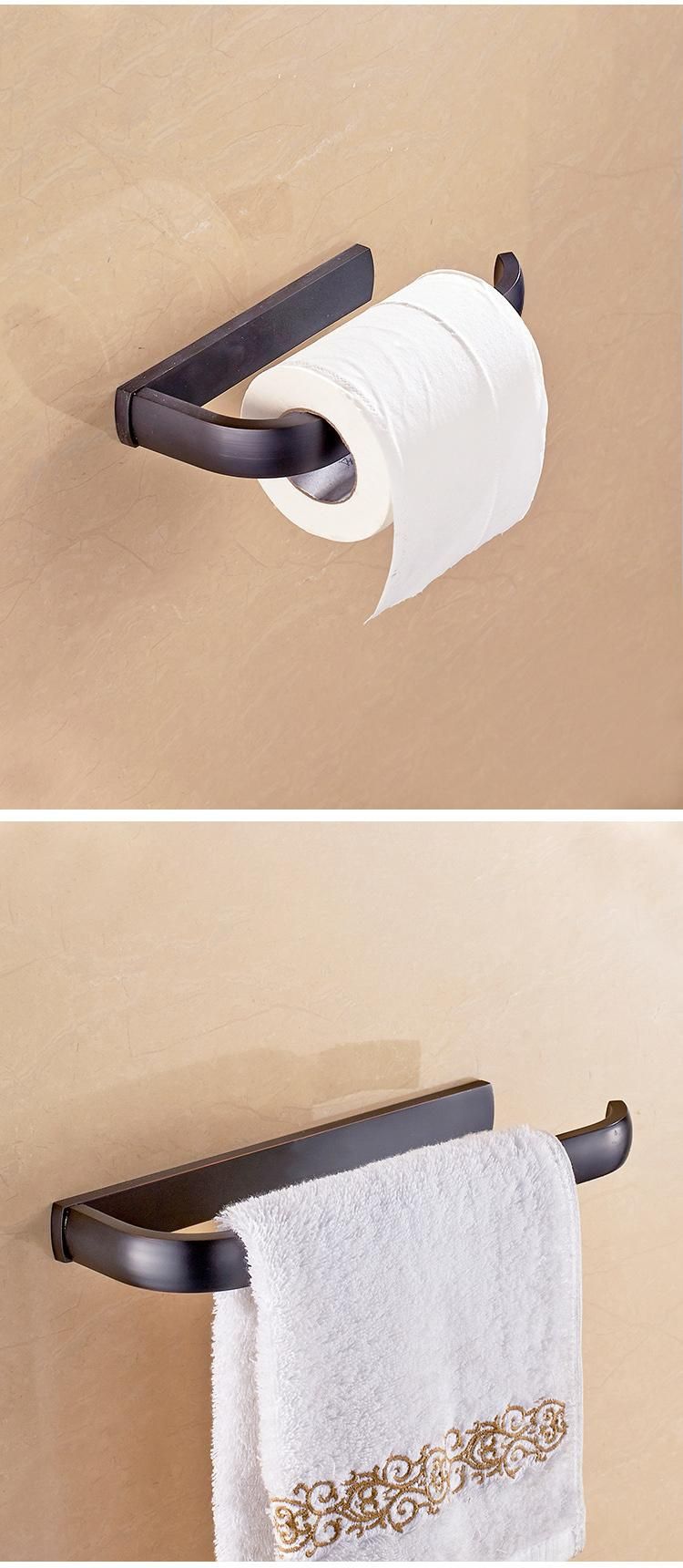 Hotel Matte Black Bathroom Modern European Wall Mounted Brass Hotel Towel Rack