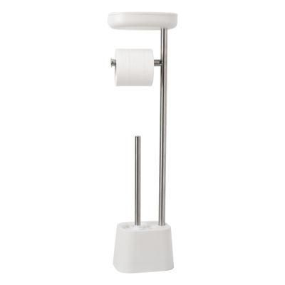 Bathroom Standing 304 Stainless Steel Multifunctional Tissue Holder and Toilet Brush Toilet Cleaning Brush Set