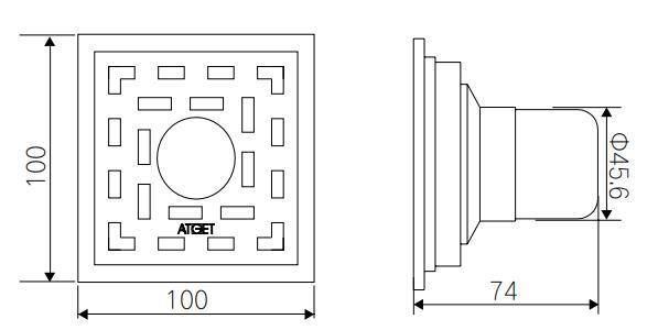 Pd-3649 Bathroom Accessories 100mm*100mm Stainless Steel Floor Drain