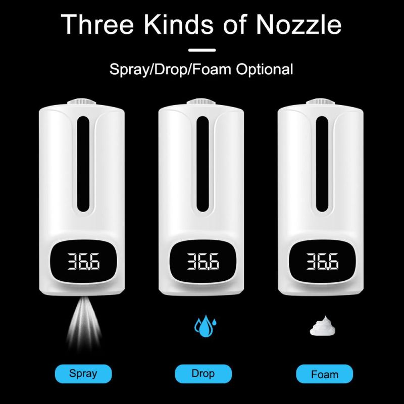 2021 New K9 PRO Plus Thermometer 1200ml Automatic Hand Sanitizer Dispenser Support 15 Language Spray & Drop