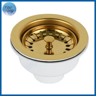 Golden Plated 113mm Diameter Kitchen Sink Drain Strainer