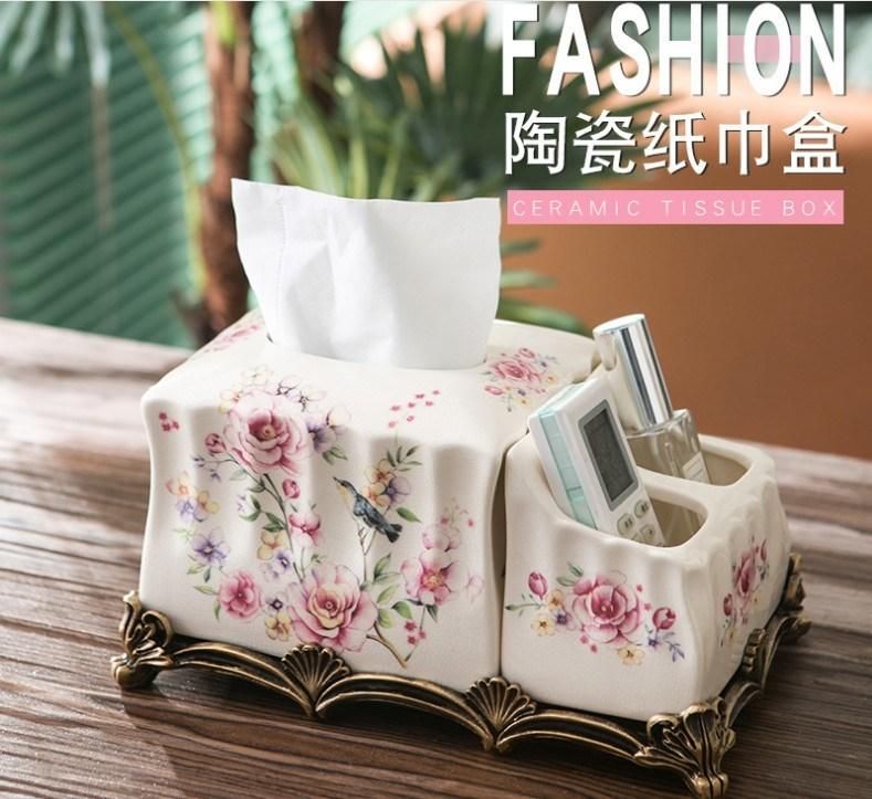 High Quality Tissue Box Home Crafts Hotel Special Tissue Box Printable Logo Nordic Style Ceramic Tissue Box