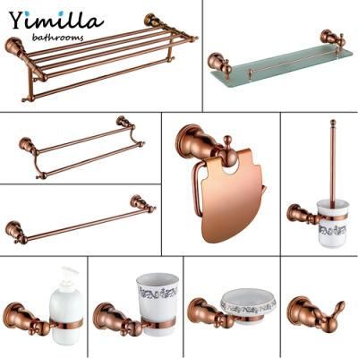 Bathroom Accessories Set Rose Gold Towel Rack Towel Ring