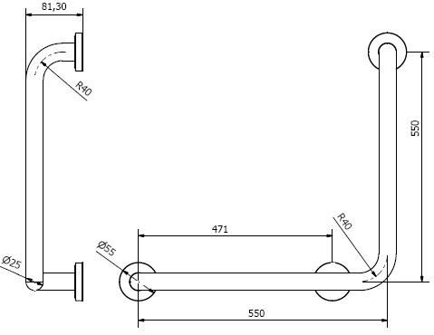 2015 "L" Type SS304 Disabled Grab Bar Toilet Shower Rail1578