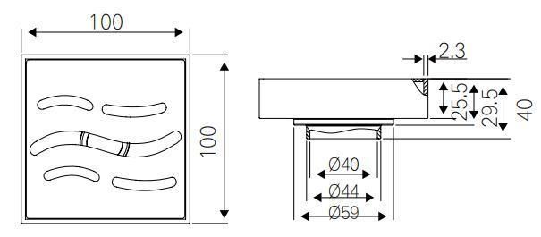 Pd-36118 Bathroom Accessories 100mm*100mm Stainless Steel Floor Drain