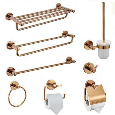 Hotel Modern Wall Mounted Stainless Steel Rose Gold Toilet Bathroom Accessories Set