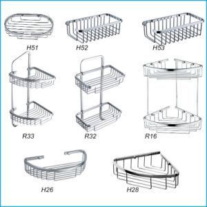 Wall Mounted Aluminium Bathroom Corner Storage Basket in Chrome Finish H51