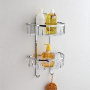 Stainless Steel Shampoo Holder Bathroom Basket with Hooks (8814)