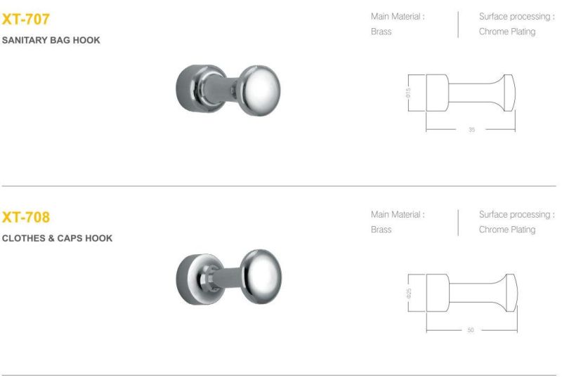 Robe Hook Bathroom Wall Mount Brass Chrome Single Coat Hook