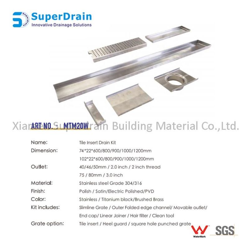 Customized Stainless Steel 304 or 316 Floor Drainer with Movable Outlet