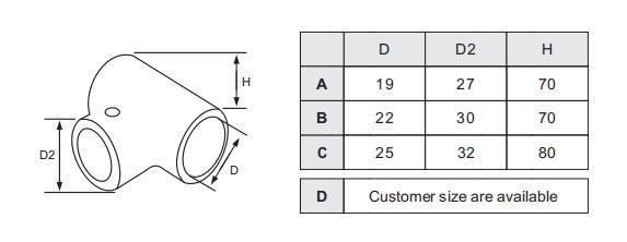 Brass and Stainless Steel 3 Ways Tube to Tube T Tape Connector for Glass Fitting with Adjustable Function