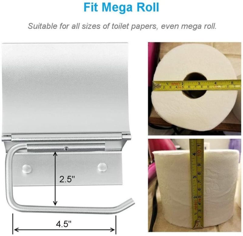 Toilet Paper Holder Wall Mounted with Phone Shelf Tray