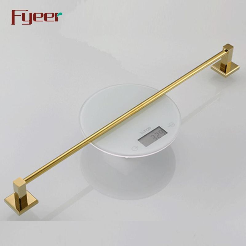 Fyeer Bathroom Accessory Gold Brass Single Towel Bar