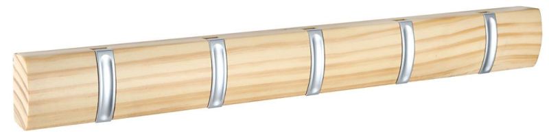 Bamboo Base Metal Hook Coat Hanger for Bathroom Door