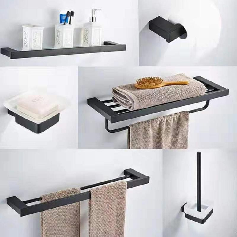 Toilet Roll Paper Holder Towel Stainless Steel Storage Rack Hanging Shelf for Kitchen Bathroom Paper Holders Black