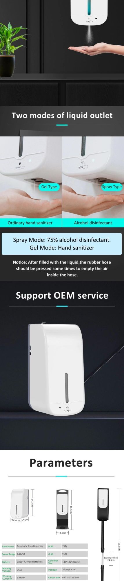 Custom Logo Soap-Dispenser Automatic Soap Dispenser 1000ml Touchless Induction Spray Drop Fluid Gel Handwashing Fluid Wall Mounted