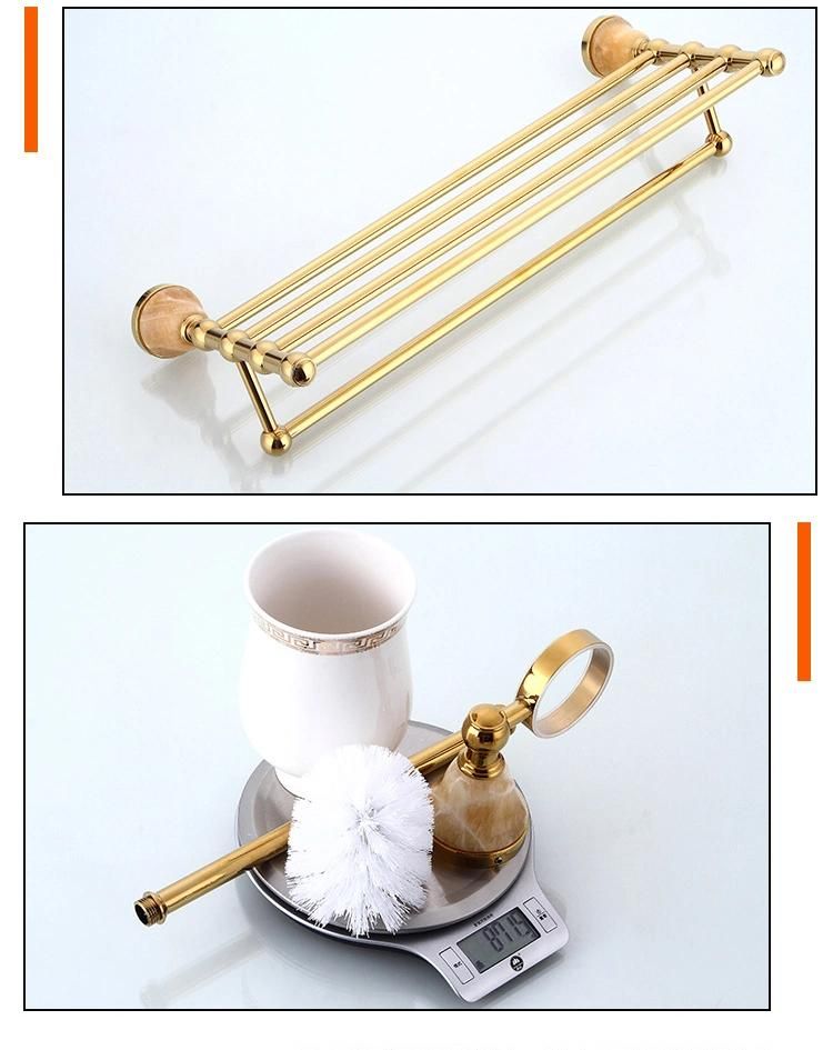 Polished Gold Marble Decorate Bath Towel Rack Wall Mounted Elegant Hotel Metal Towel Rack