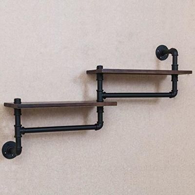 Farmhouse Decor Rustic Pipe Fittings Metal Wall Mount Floating Shelf Towel Rack for Bathroom