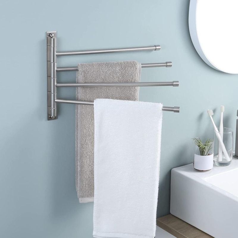 Stainless Steel 304 Towel Holder Swing out Towel Bar 4-Bar Folding Arm Swivel Hanger