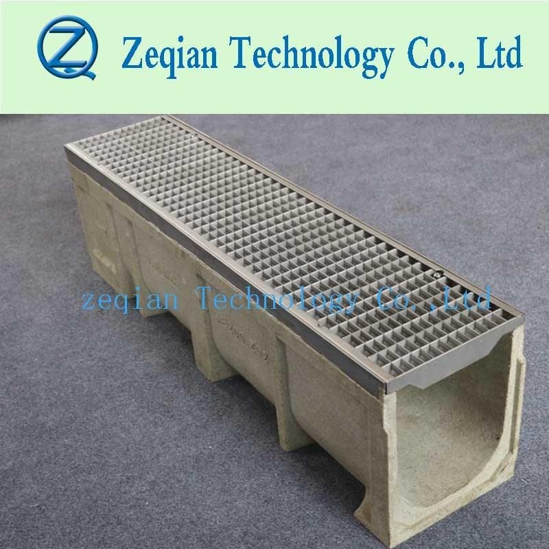 Polymer Channel Drain with Metal Cover for Rain Water
