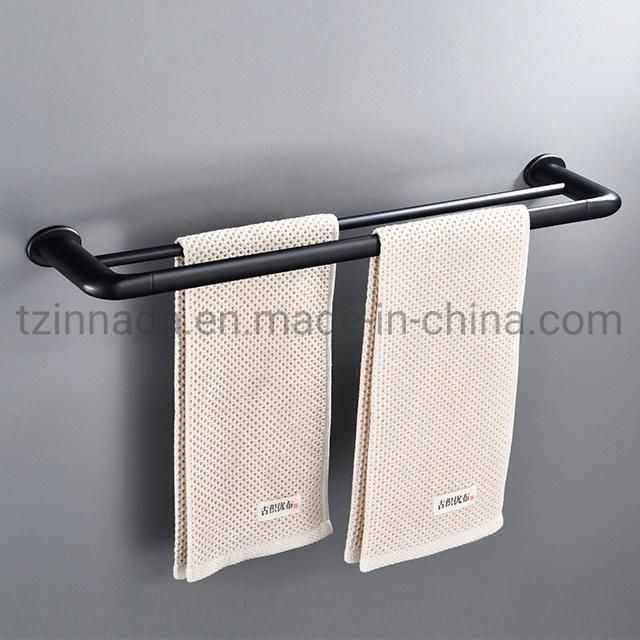 Wall Mounted Brass Matt Black Bathroom Accessories Double Towel Bar (NC6583-MB)