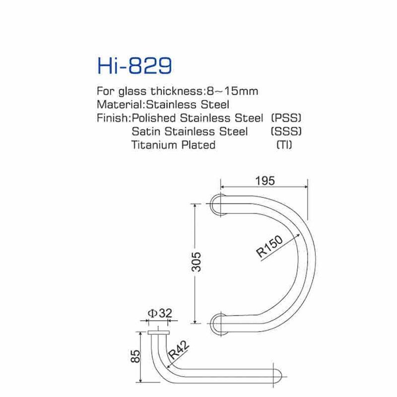 Hi-829 Half Circle Good Selling Glass Door Handle
