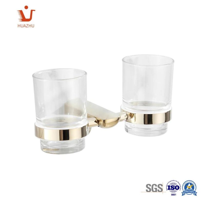 Wall Hanging Tumbler Holder Double Cup Zinc Alloy + Ss201