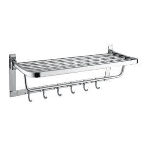 Luolin Stainless Steel 304 Hotel Towel Rack Bathroom Folding Shelf Shower Towel Bar Holder Steel with Hooks, 91085-13