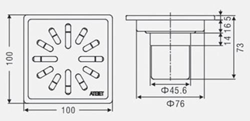 Pd-3328 Bathroom Accessories 100mm*100mm Stainless Steel Floor Drain