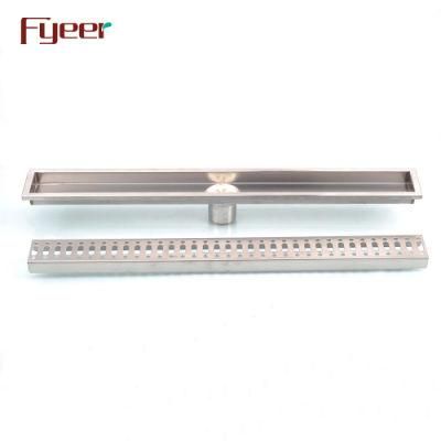 Fyeer Stainless Steel Big Long Rectangle Linear Bathroom Floor Drain