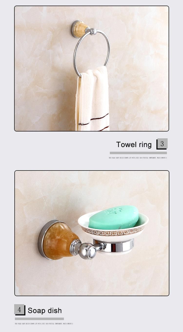 Commercial Hotel Wall Mounted Chrome Plating Marble Decorate Bath Towel Rack Set