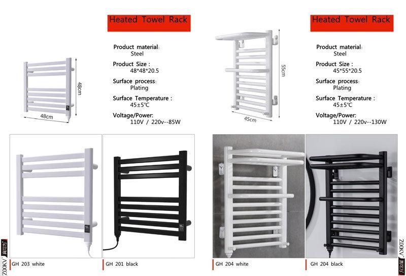 Wall Mounted Towel Warmer Dryer Rack for Bathroom Black Stainless Steel Towel Radiator Electric Heated Towel Rail Shower Caddy