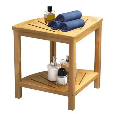 Corner Shower Bench &amp; Shower Stool with Storage Shelf, Corner Seat for Shower, Use as Small Corner Table
