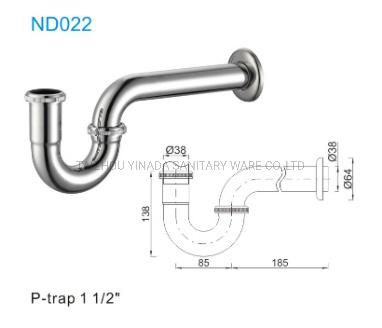 Innada Hot Sale 1"1/2 Brass Tubular P Trap Bathroom Sink Brass T Trap Bottle Trap Siphon Sifon Syfon Sink Strainer Basin Drain Waste ND022