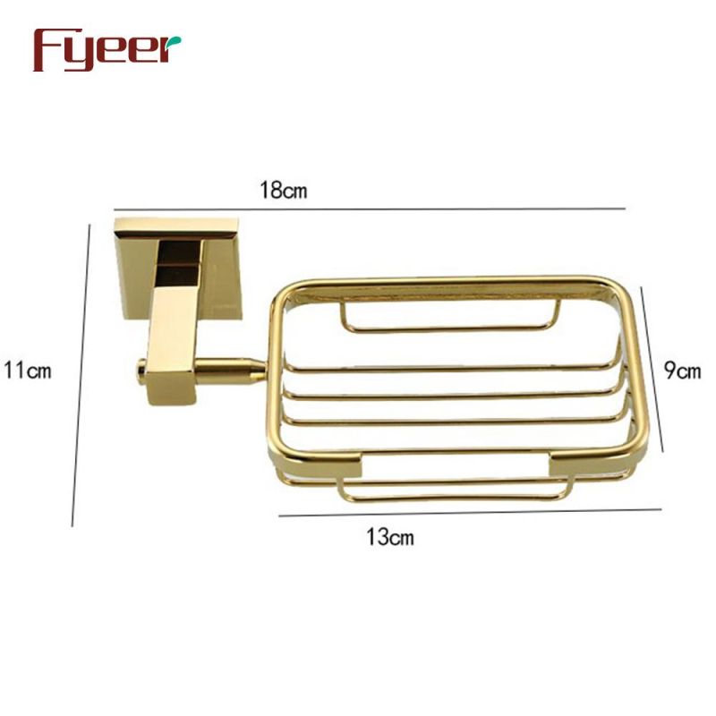 Fyeer Bathroom Accessory Golden Brass Soap Holder