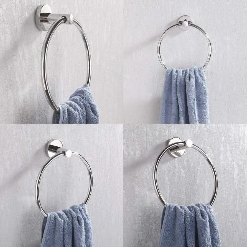 Round Bath Towel Holder Wall Mount Towel Ring