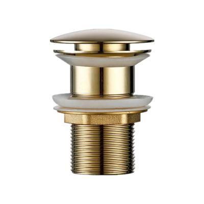 Light Golden Basin Pop up Drainer Bathroom Drain Without Overflow