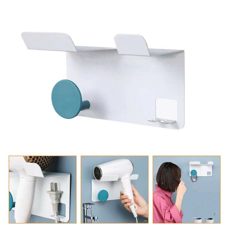 Wall Mounted Punch-Free Hair Dryer Rack Wall-Mounted Plastic Storage Holder