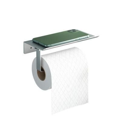 Toilet Paper Holder with Anti-Drop Phone Shelf, Toilet Paper Dispenser Holder for Bathroom, Aluminium Toilet Tissue Roll Holder