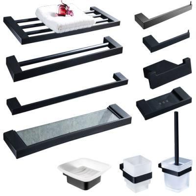 Chinese Unique Simple Design Hardware Set Flat Black Brass Bathroom Accessory Washroom Accessories Bathroom Accessories Set