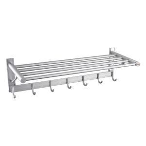 Luolin Aluminum Hotel Towel Rack Bathroom Shelf Shower Towel Bar Organizer Shower with Extra Hooks, Anodized 92508-15