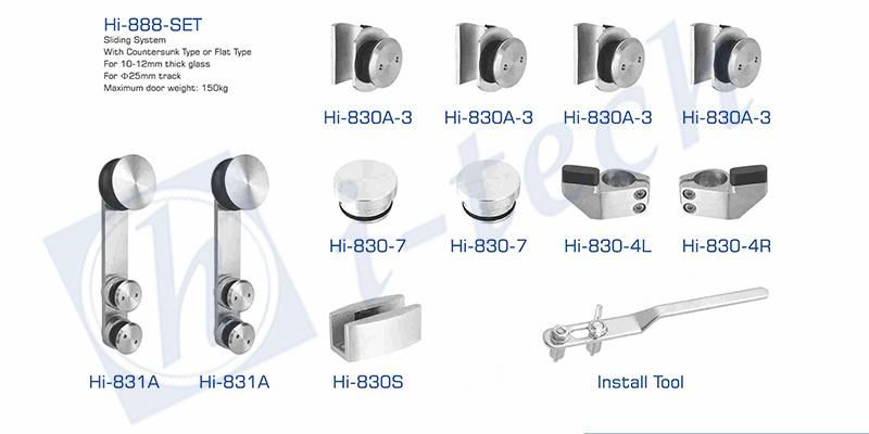 Hi-888set Shower Frameless Enclosure Fitting Accoessories Barn Glass Sliding Door Hardware System for Bathroom