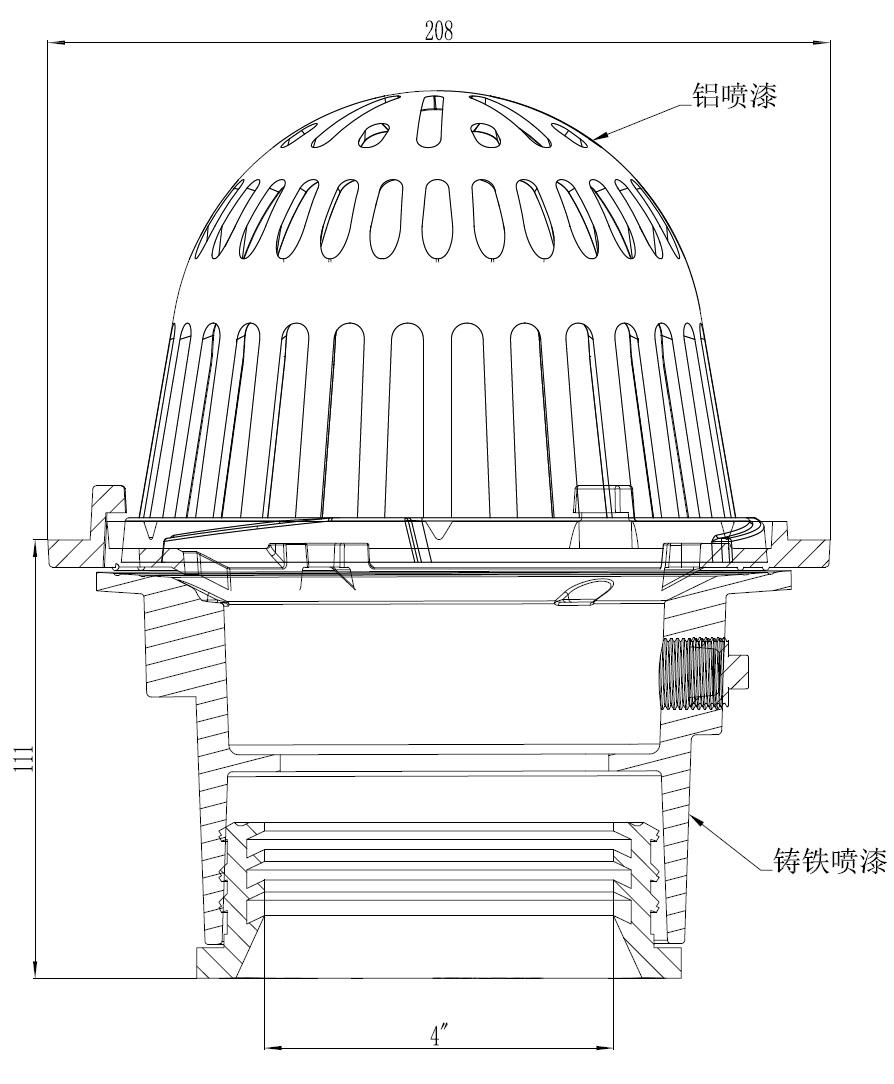 3" Rainwater Roof Drain Cast Iron