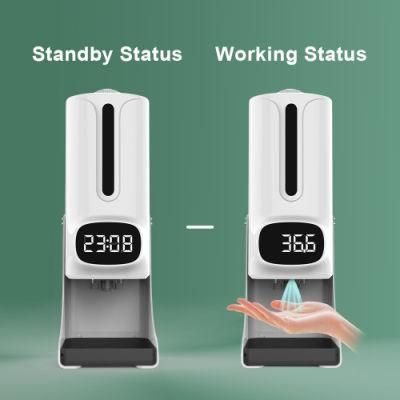 Clock Style K9 PRO Plus Thermometers Auto Sensor Liquid Hand Sanitizer Soap Dispenser 1200ml