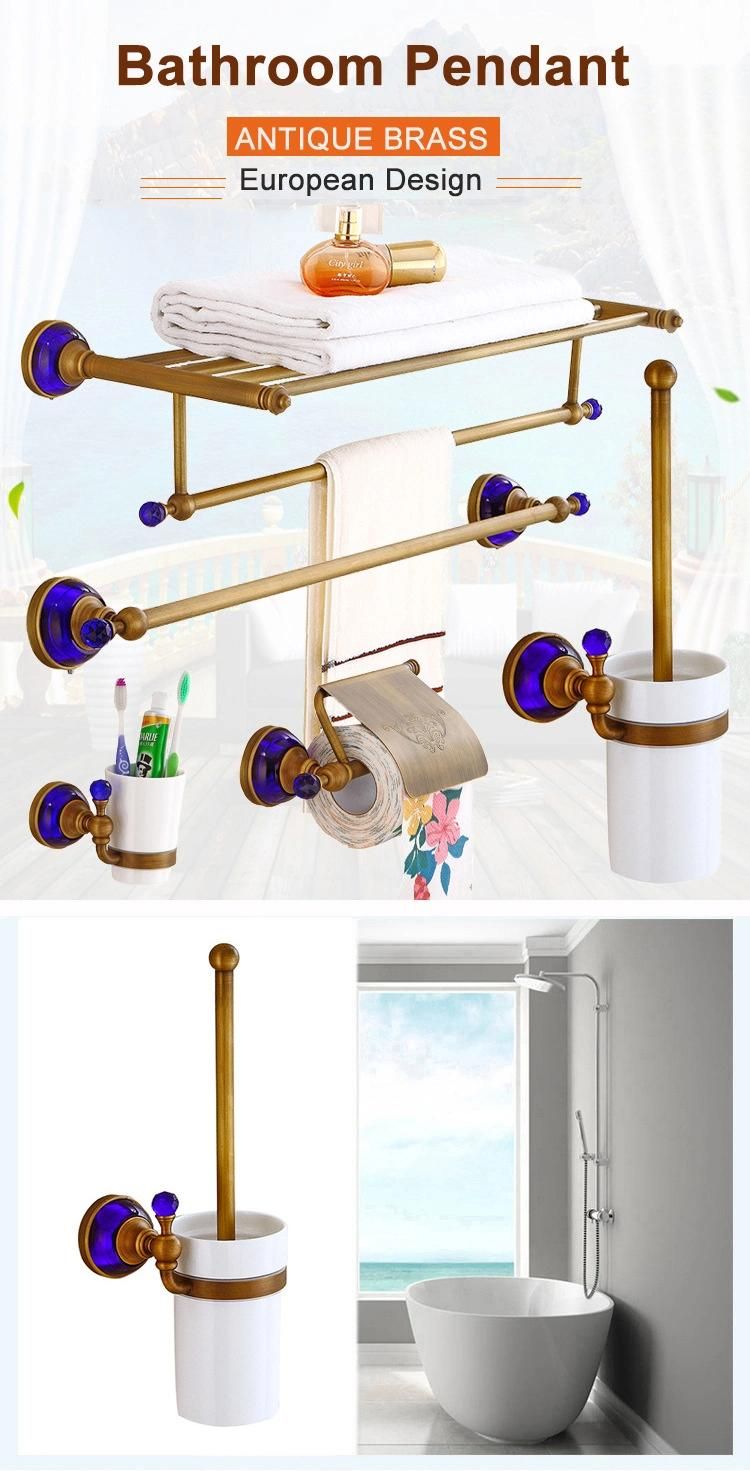 Commercial Antique Blue Marble Decorate Bath Set Hotel Wall Mounted Towel Rack