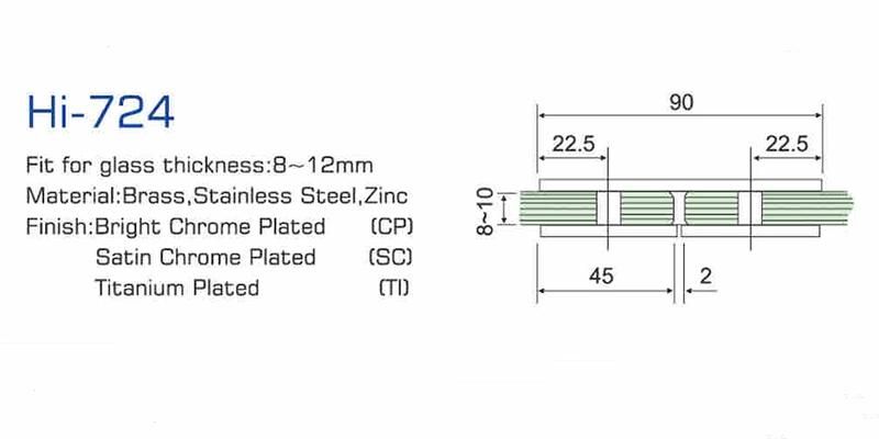 Hi-724 180 Degree Hot Selling Zinc Brass Ss Glass Clop