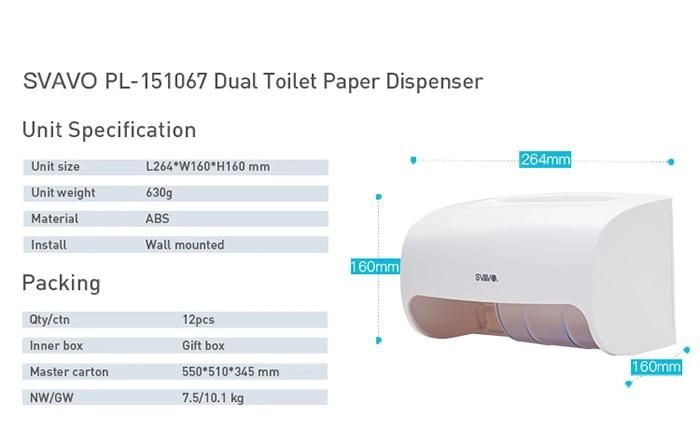 Wall Mounted Toilet Multi-Roll Paper Towel Tissue Dispenser