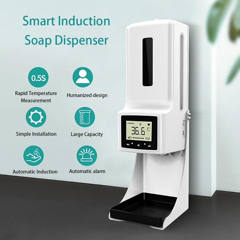 Hot Sale Wall Hanging and Tripod Fixed Infrared Temperature Probe Infrared Thermometer Disinfection Machine Soap Dispenser